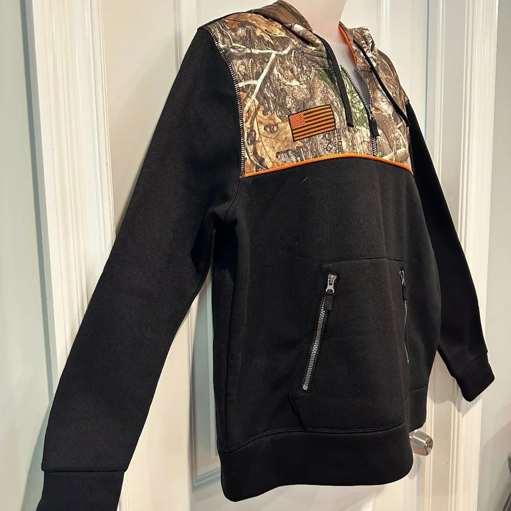 New Realtree Black w/Camo 1/4 Zip Pullover Fleece Hoodie Size M (NWOT) - Picture 4 of 12